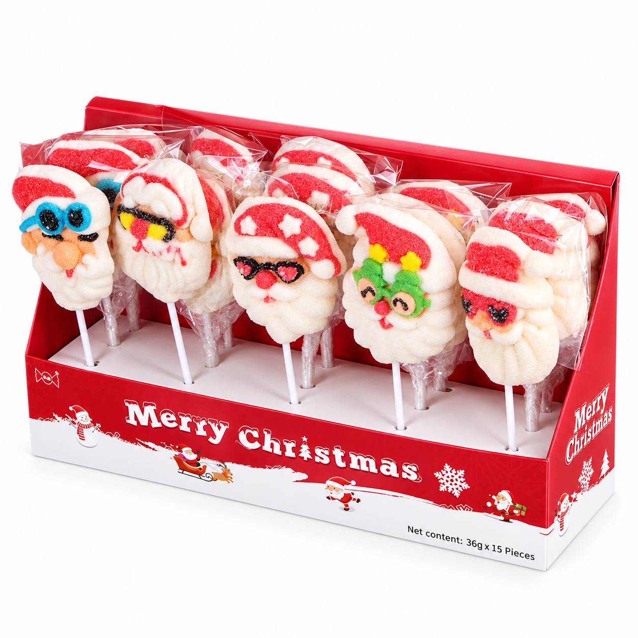 Christmas Santa Claus Shaped Marshmallow Lollipops