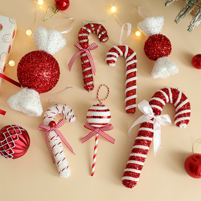 Red and White Candy Cane Christmas Lollipop Ornaments for Christmas Tree Decorations