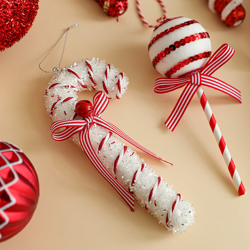 Red and White Candy Cane Christmas Lollipop Ornaments for Christmas Tree Decorations