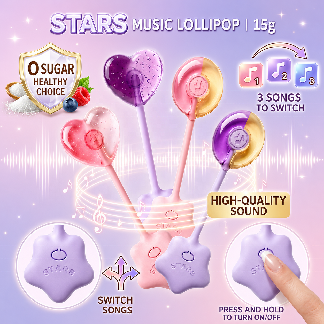 Wholesale Sugar-Free Blackberry Musical Lollipops