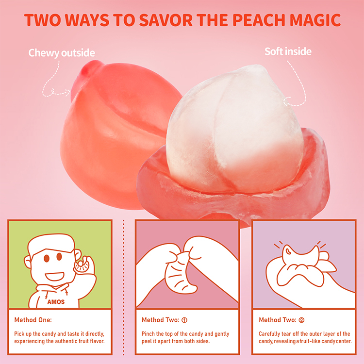 Peach Peelable Gummy  Candy