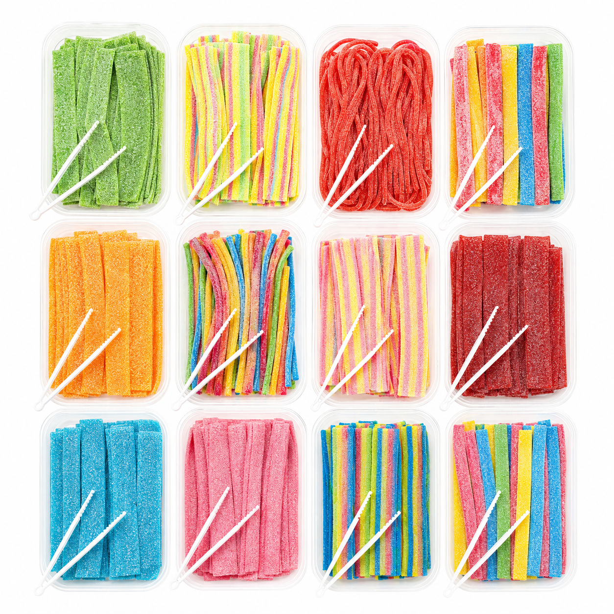 Wholesale Assorted Sour Belt Candy – Rainbow Gummy Strips in Bulk