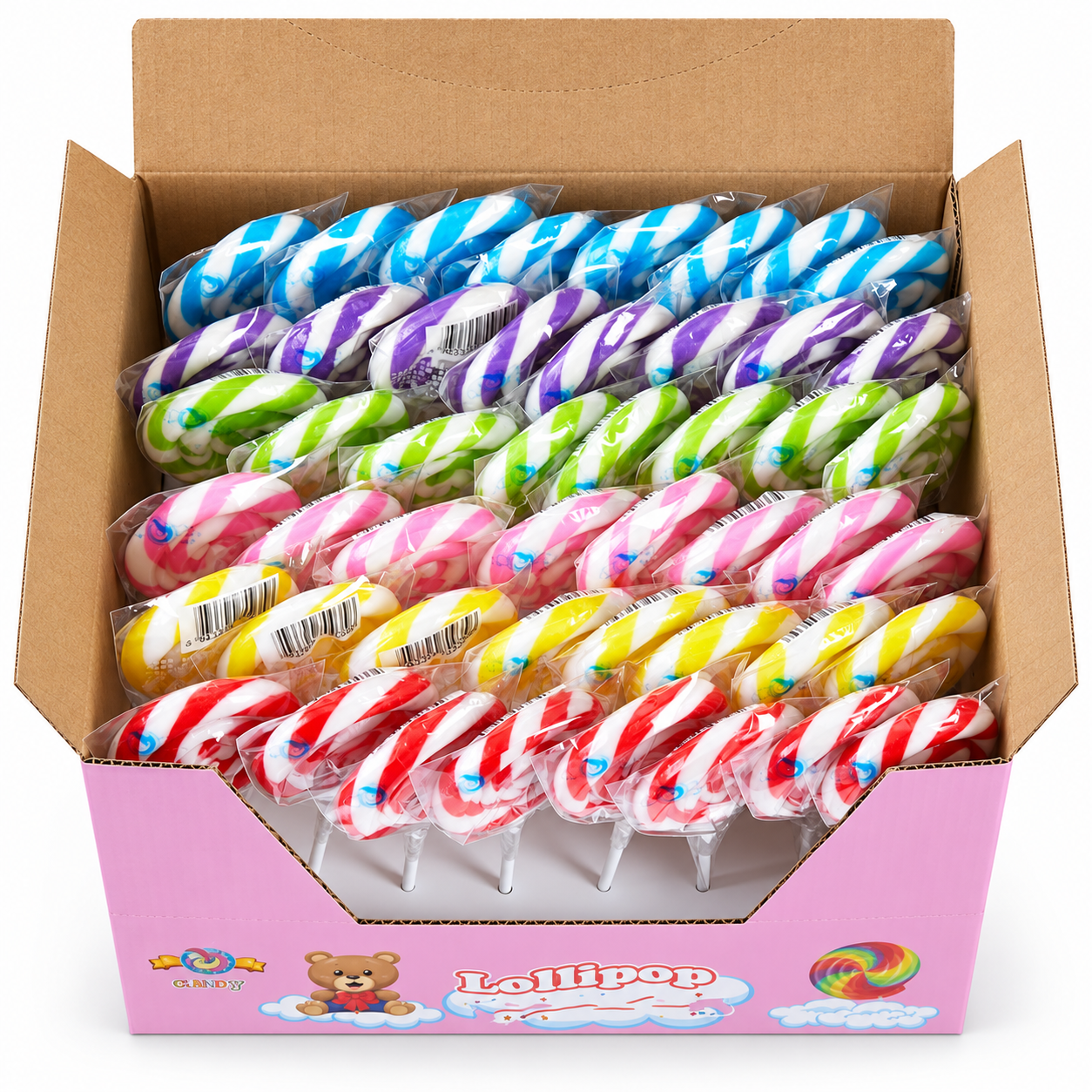 Assorted Fruit Flavor Swirl Lollipops