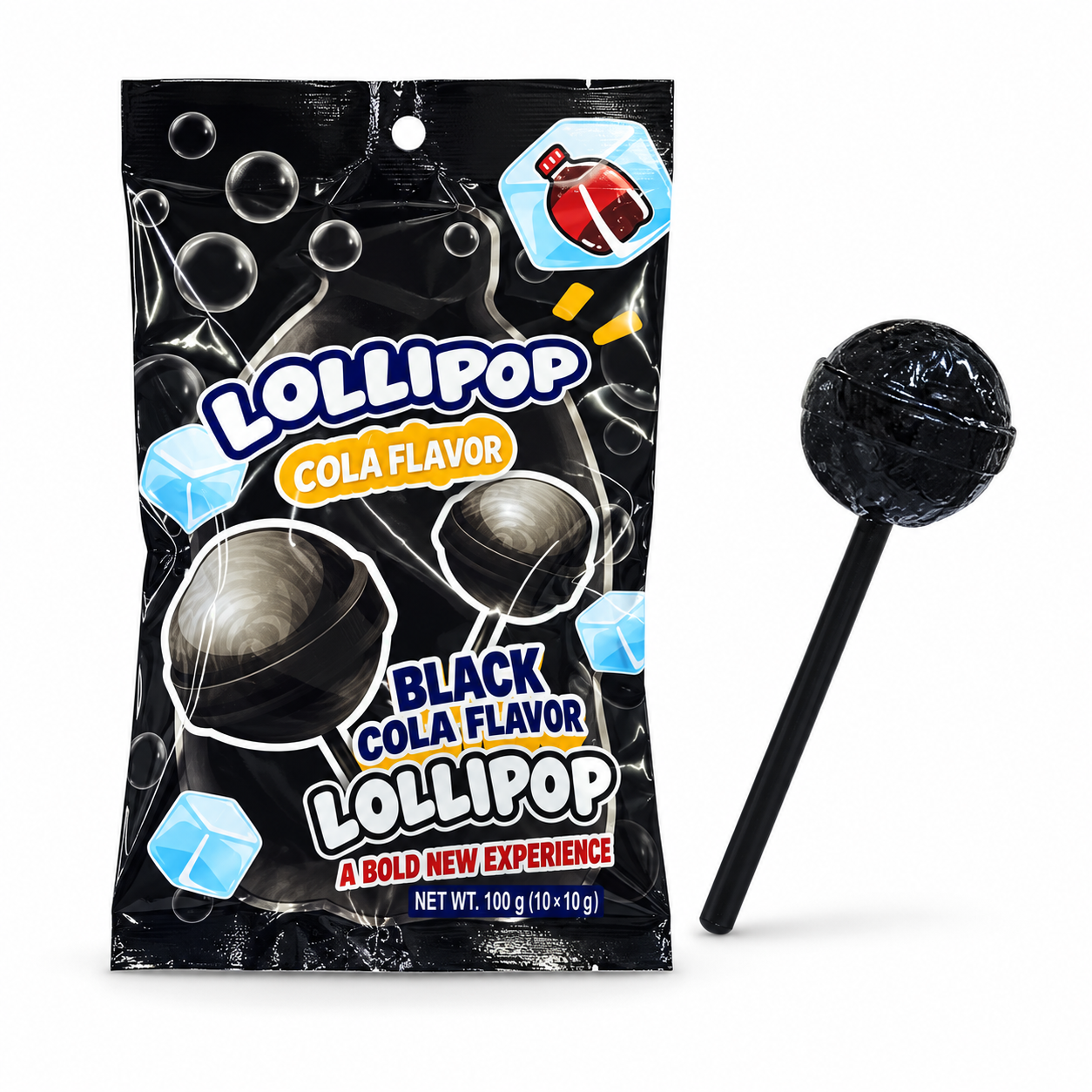 Black Cola Lollipop Hard Candy