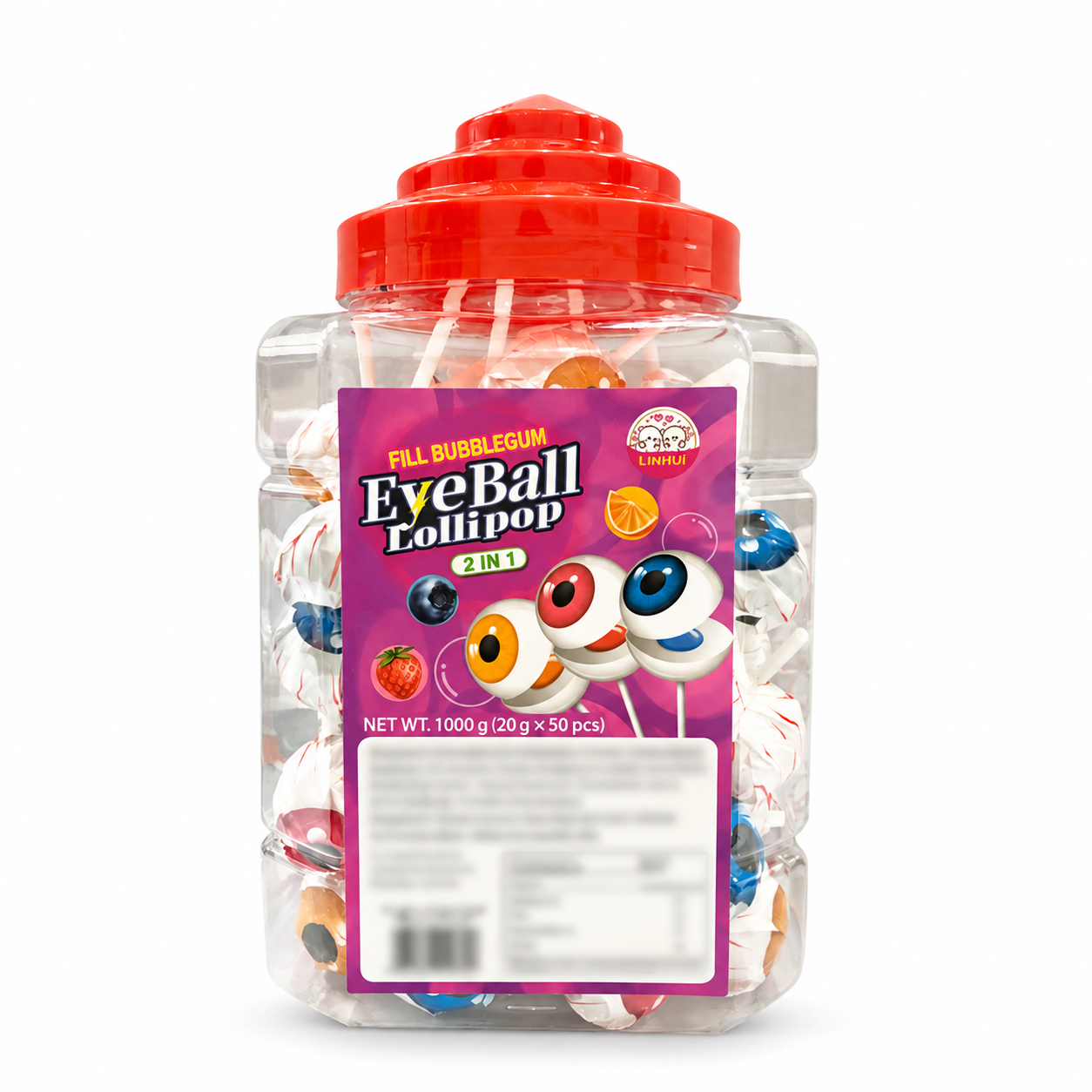Wholesale Eyeball Lollipops with Bubble Gum Filling