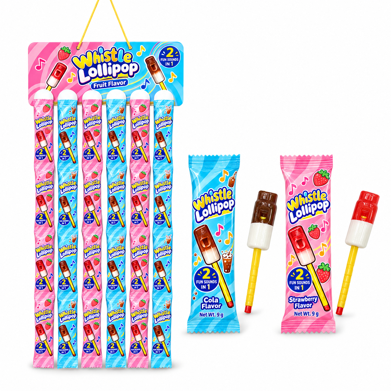 Whistle Lollipop Candy Mixing Fruit Flavors