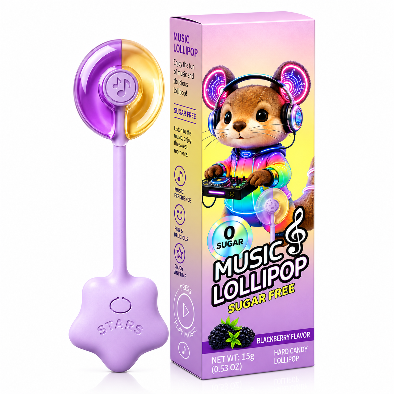 Wholesale Sugar-Free Musical Lollipops-Round Shaped
