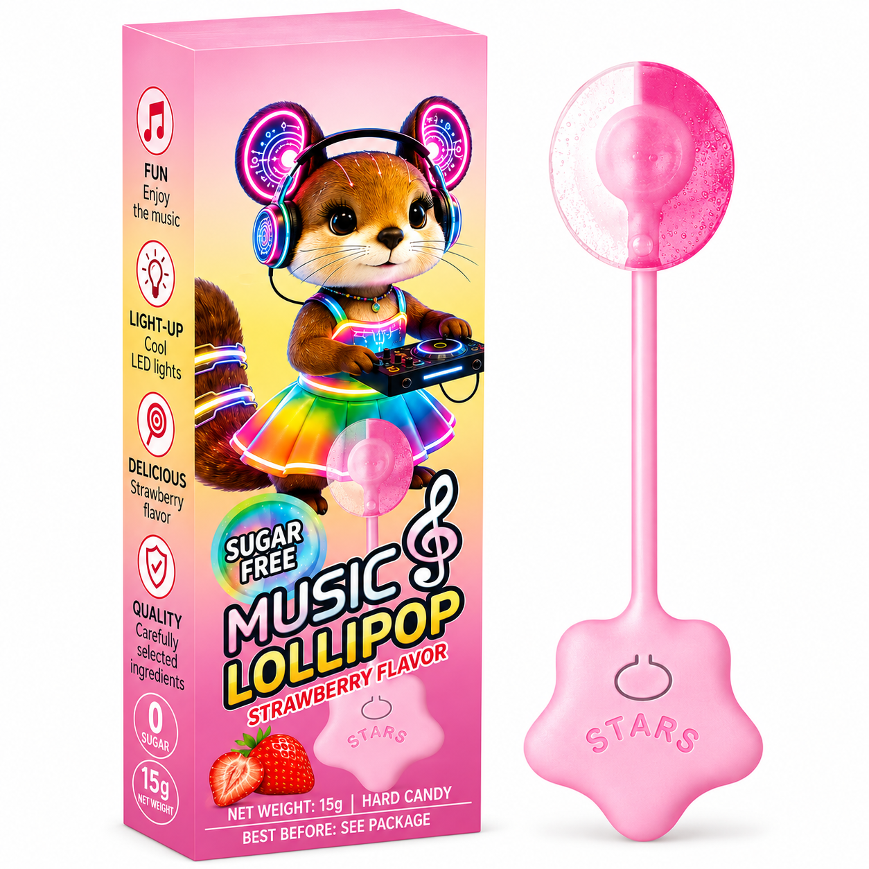 Wholesale Sugar-Free Musical Lollipops-Round Shaped