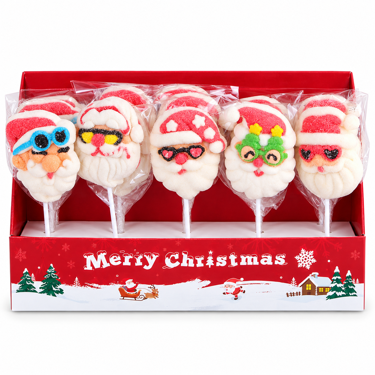 Christmas Santa Claus Shaped Marshmallow Lollipops