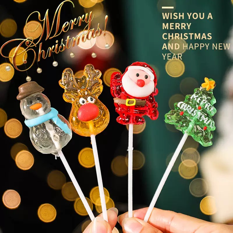 Christmas Character Shaped Hard Candy Lollipops