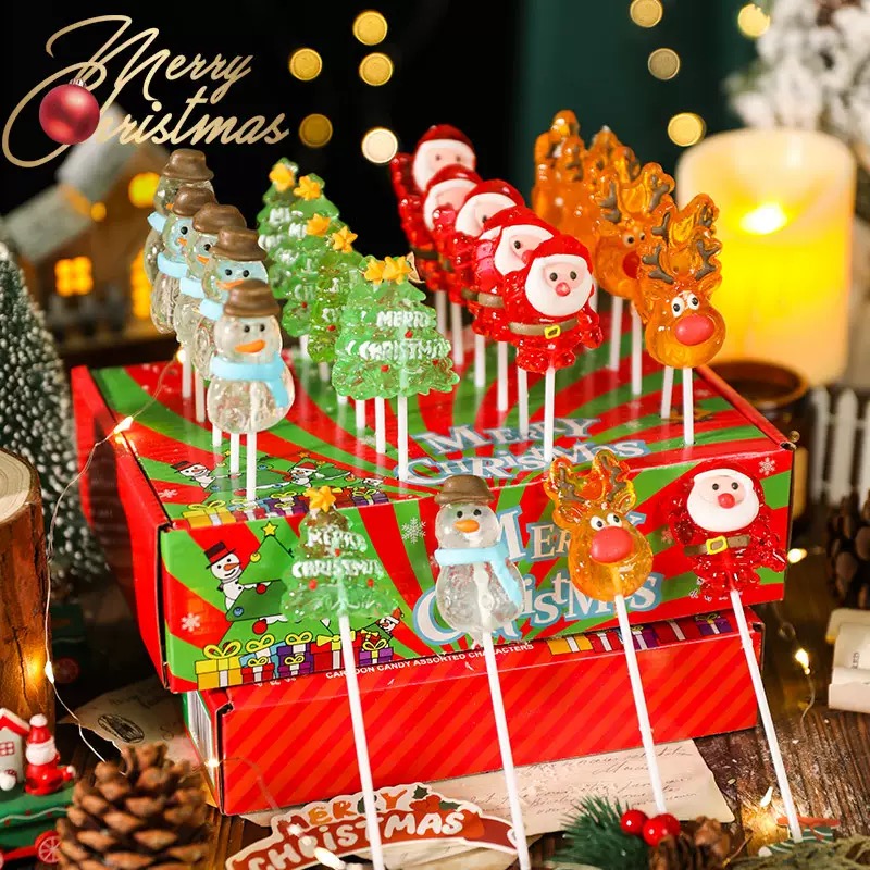 Christmas Character Shaped Hard Candy Lollipops
