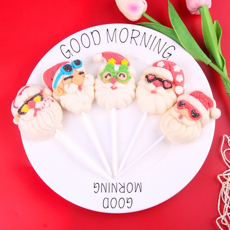 Christmas Santa Claus Shaped Marshmallow Lollipops