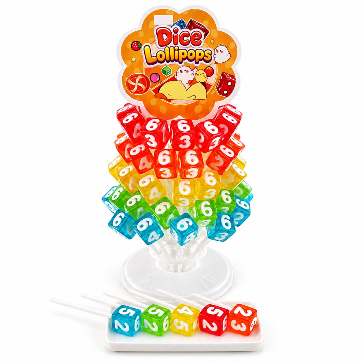 Wholesale Dice-Shaped Hard Candy Lollipops