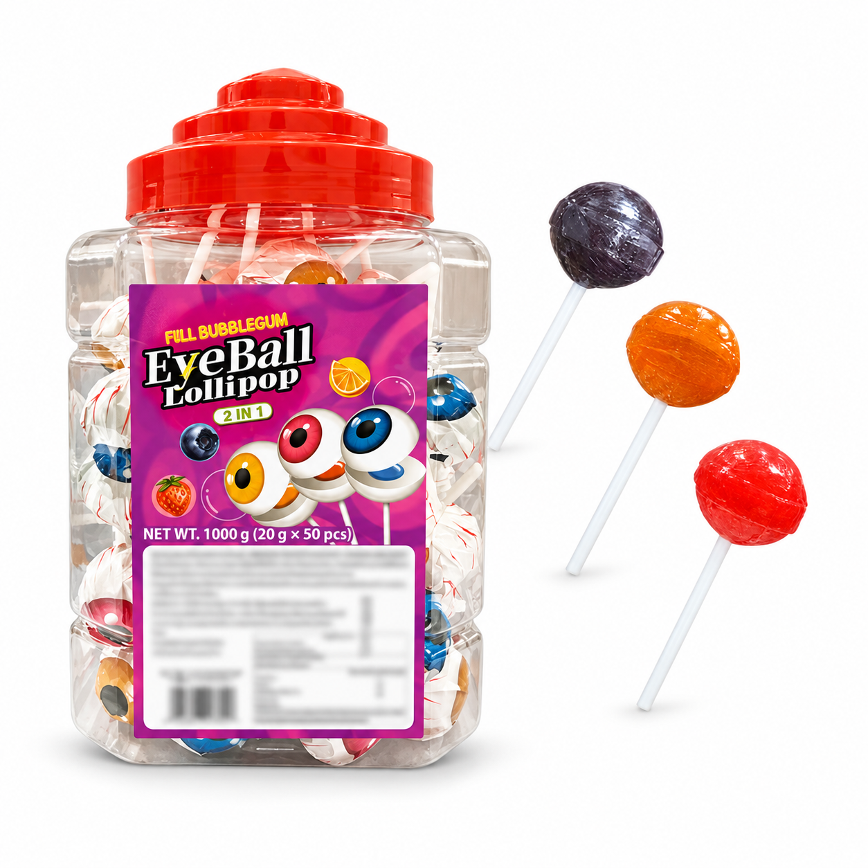 Wholesale Eyeball Lollipops with Bubble Gum Filling