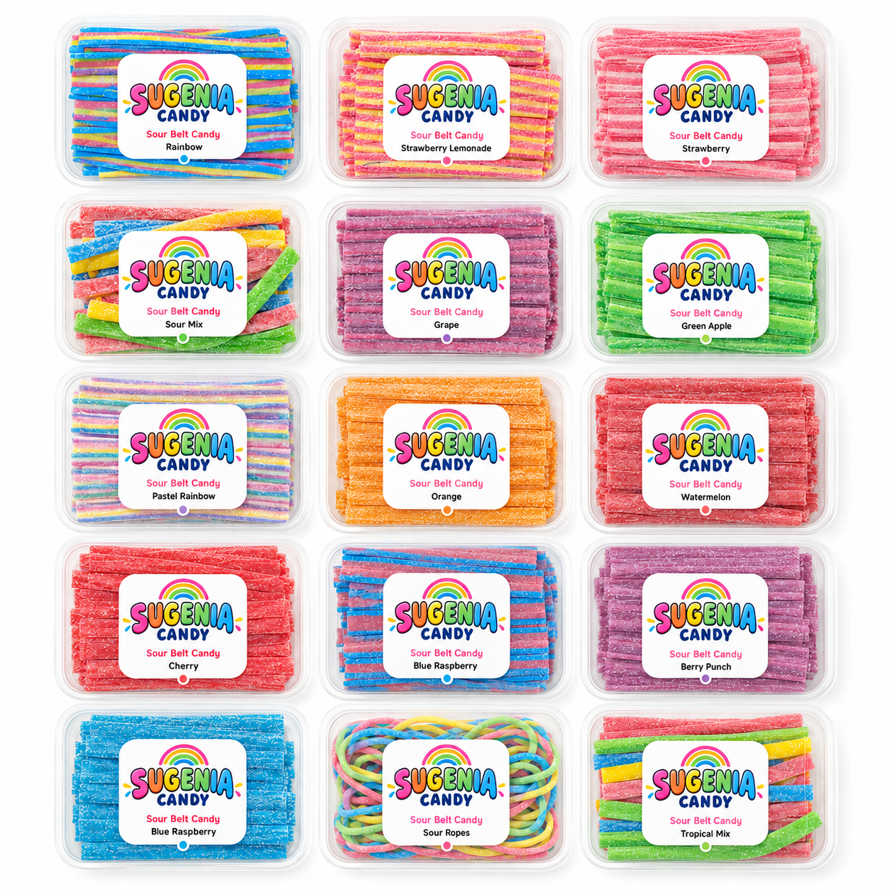 Wholesale Assorted Sour Belt Candy – Rainbow Gummy Strips in Bulk
