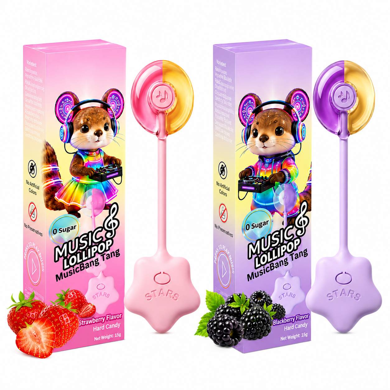 Wholesale Sugar-Free Musical Lollipops-Round Shaped