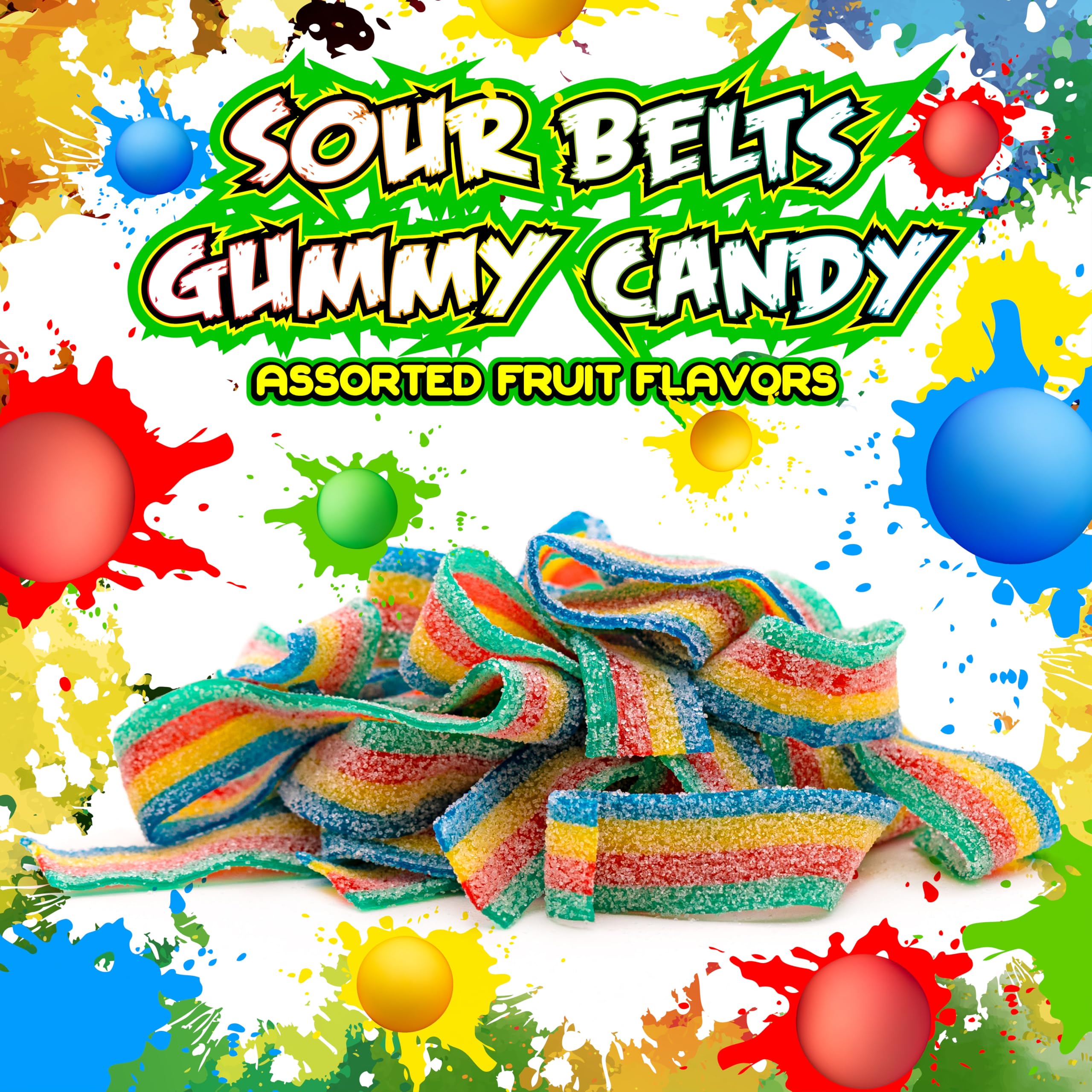 Rainbow Sour Gummy Candy Belts