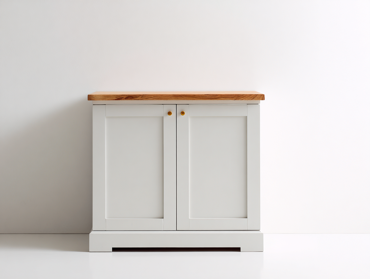 Aparadores de madera 100x40x85 cm - blanco con encimera marrón - estilo moderno para salón-Vavoravohome