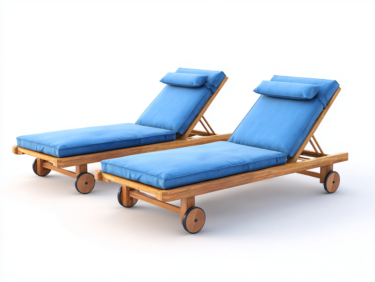 Tumbonas de jardín de madera con ruedas 198x68x88 cm - natural-azul - diseño reclinable para exterior-Vavoravohome