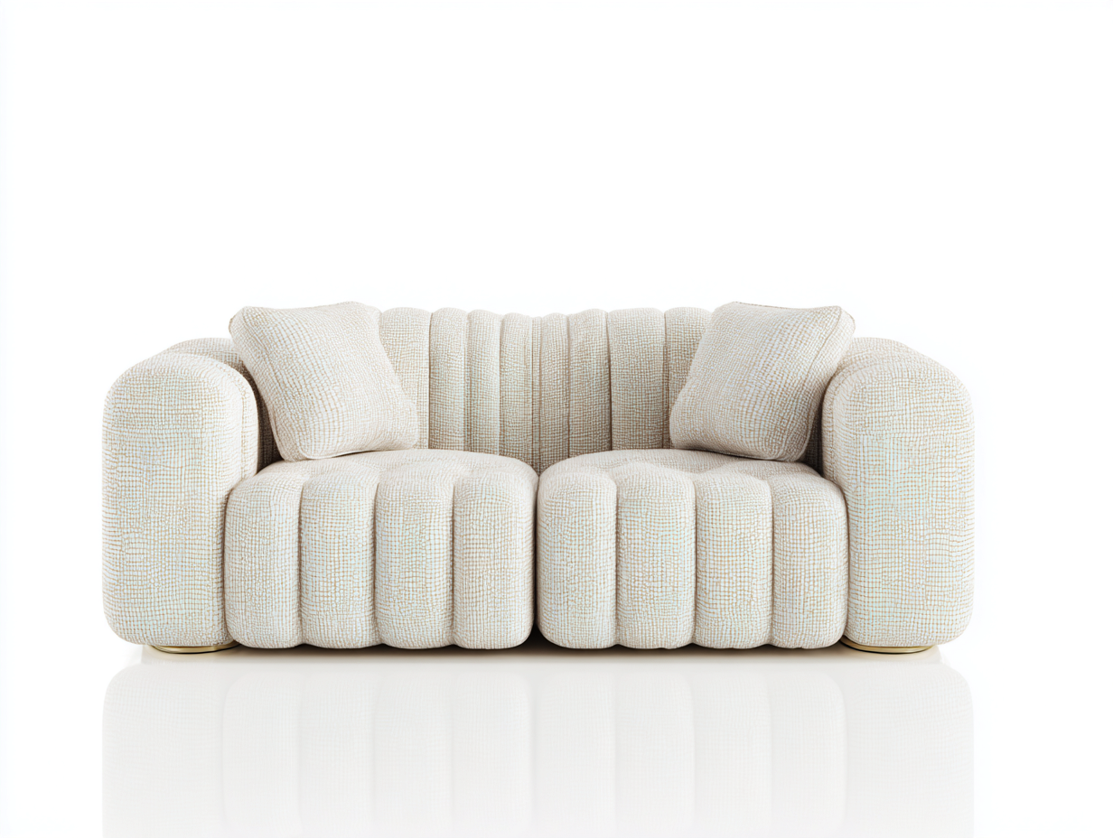 Sofás 2 plazas tapizado de tela bouclé 168x92x78 cm - Blanco crema - Diseño moderno-Vavoravohome