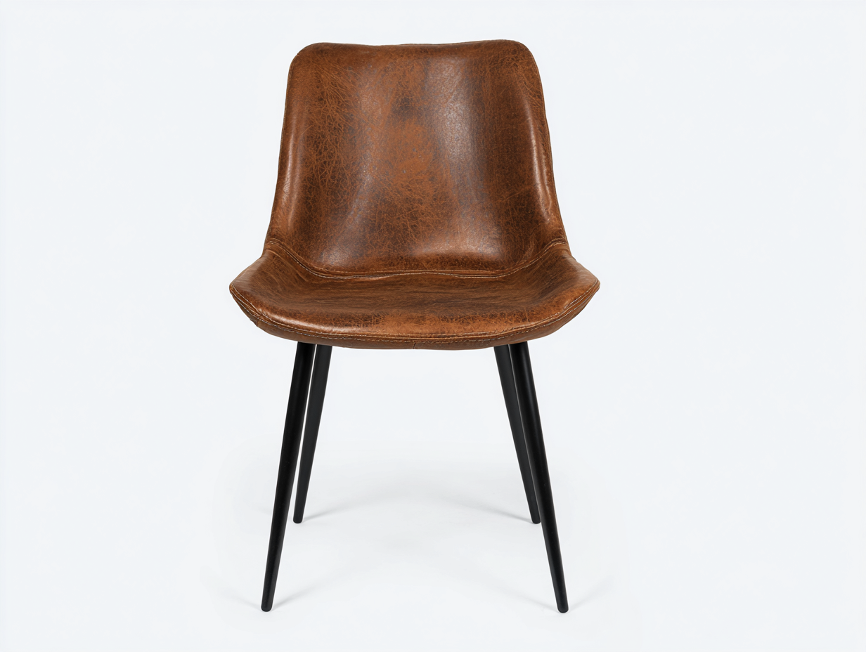 Sillas de comedor 49x55x84 cm de metal en negro y tapizado marrón para comedor - asiento curvado - estilo industrial-Vavoravohome