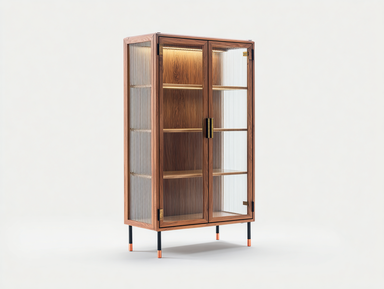 Vitrina de madera 90x40x170 cm - marrón con puertas de cristal - estilo moderno para salón-Vavoravohome