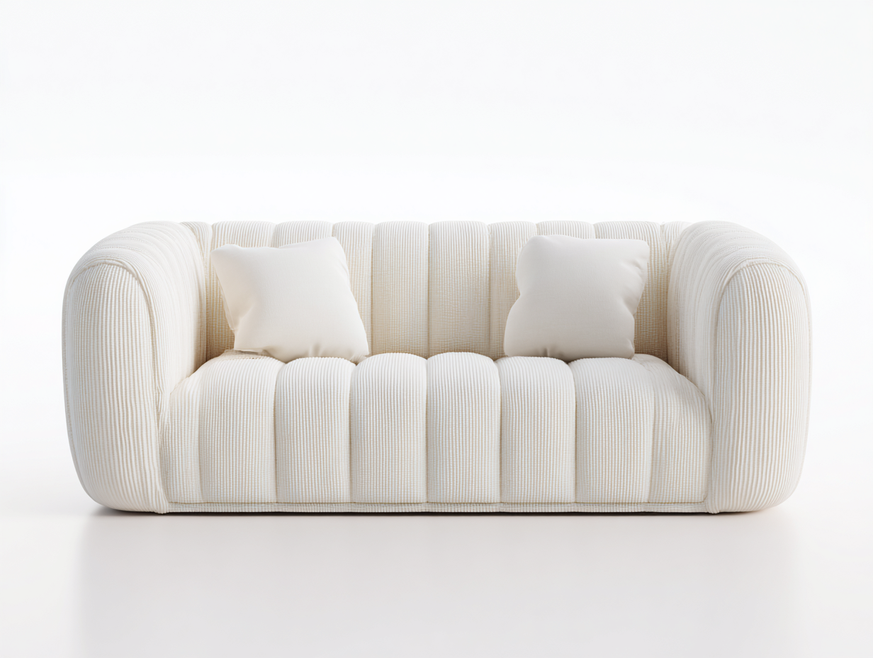 Sofás 2 plazas tapizado en tela 220x95x75 cm para salón - blanco crema - diseño moderno-Vavoravohome
