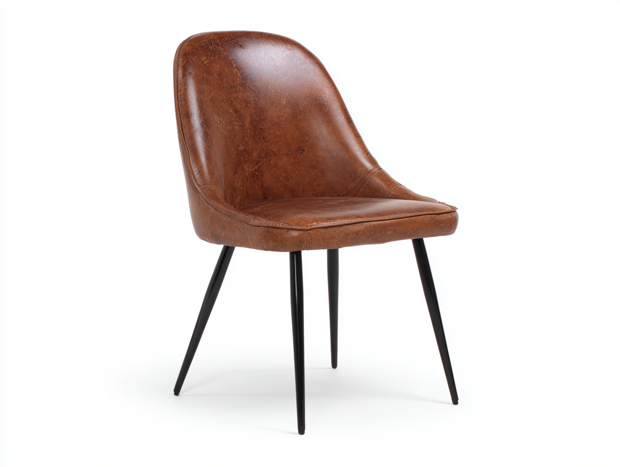 Sillas de comedor de cuero sintético 54x57x83 cm marrón para comedor - diseño industrial-Vavoravohome