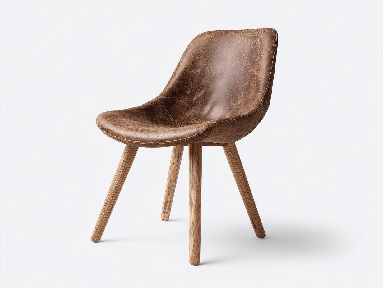 Sillas de comedor tapizadas 52x58x82 cm - piel sintética marrón y patas de madera - estilo vintage para comedor-Vavoravohome