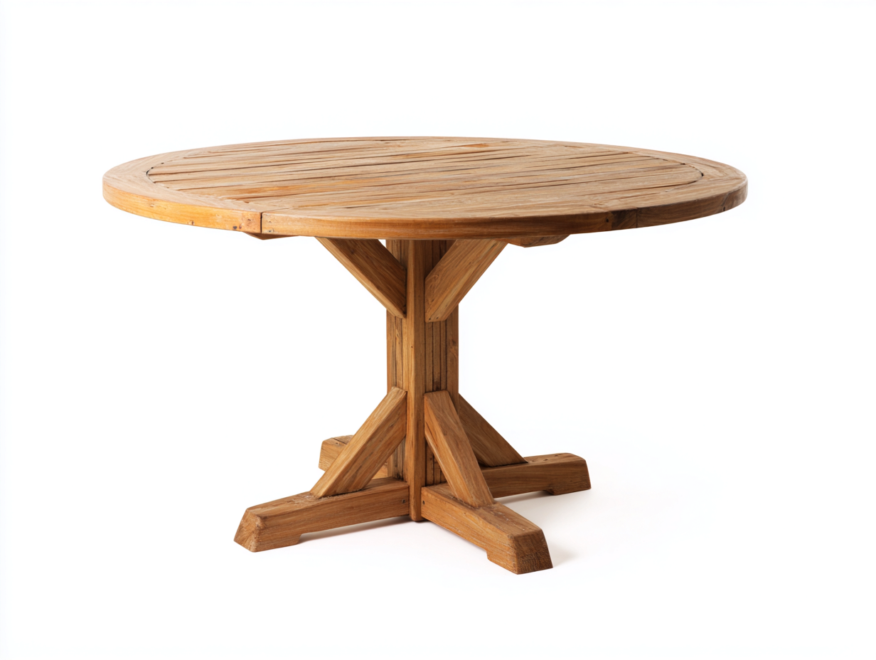 Mesas de jardín 120x120x75 cm de madera en marrón para terraza - tablero redondo - estilo rústico-Vavoravohome