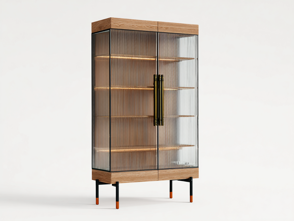 Vitrina de madera y vidrio 90x40x180 cm marrón-negro para salón - diseño moderno-Vavoravohome
