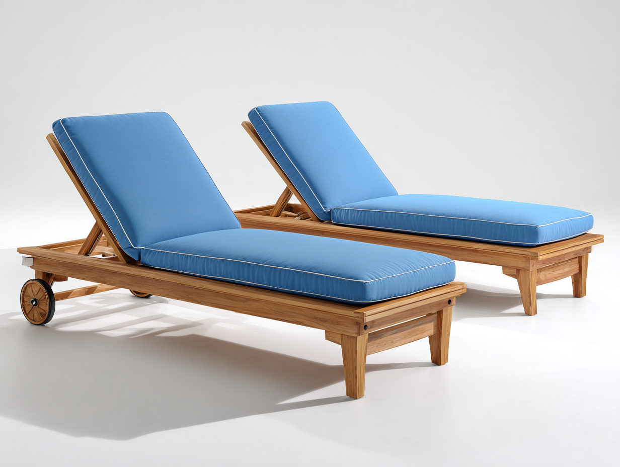 Tumbonas de madera 198x72x86 cm marrón-azul para jardín - diseño reclinable-Vavoravohome