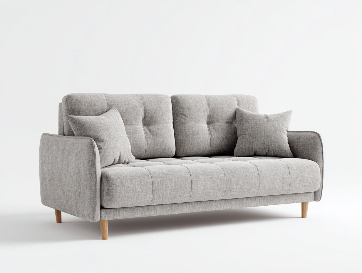 Sofás 2 plazas tapizado en tela 190x85x85 cm para salón - gris claro-madera natural - diseño moderno-Vavoravohome