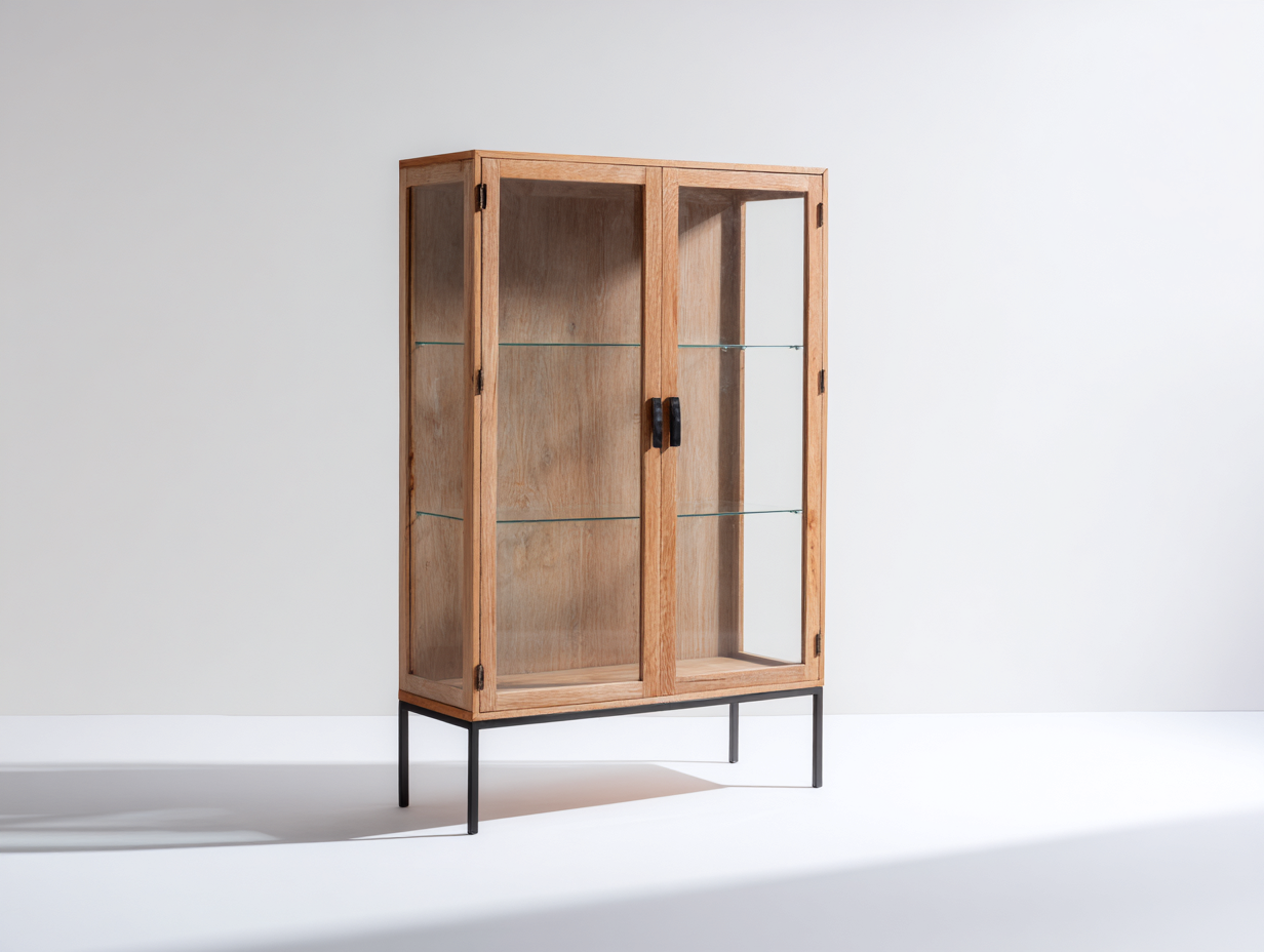 Vitrina de madera y vidrio 100x38x150 cm marrón-negro para salón - diseño moderno-Vavoravohome