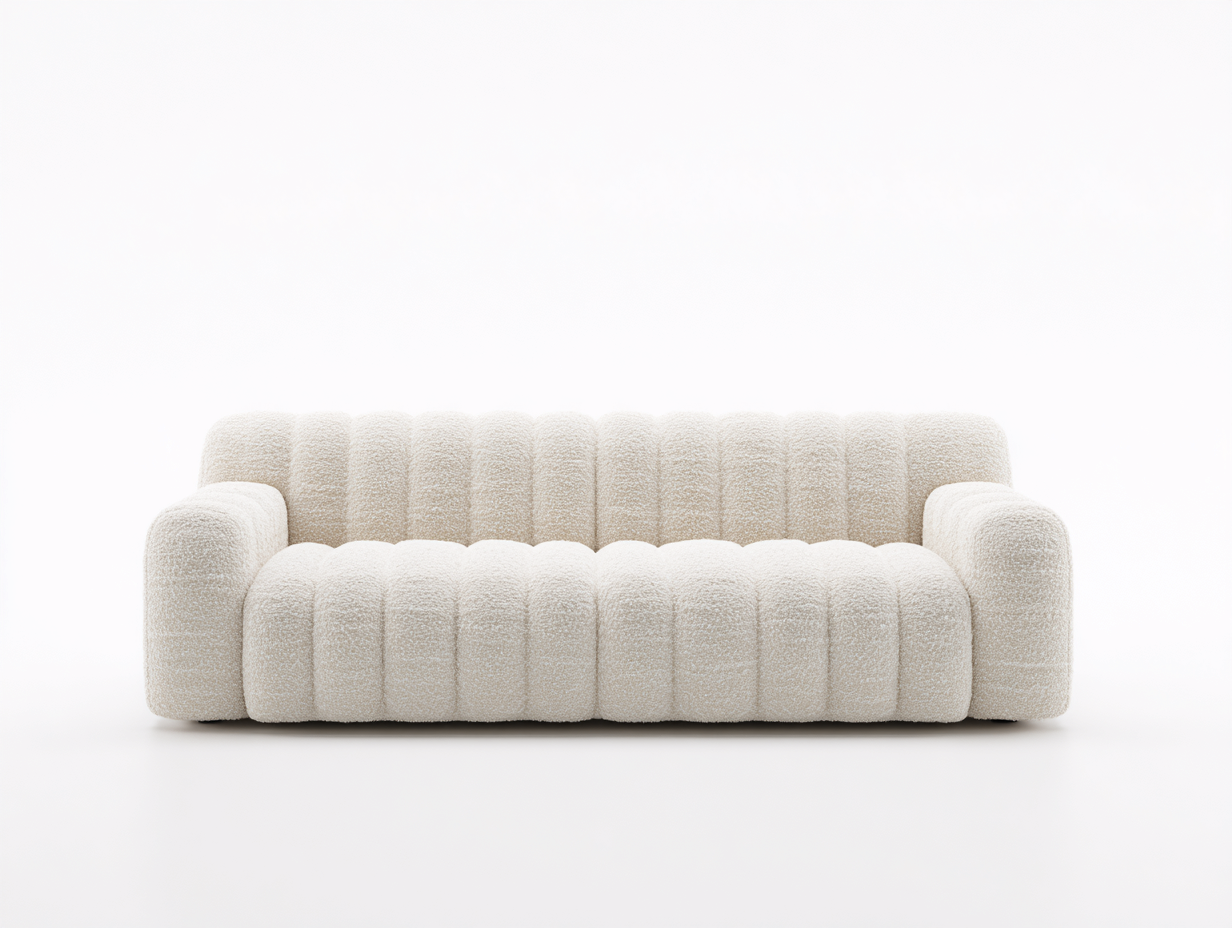 Sofás 2 plazas 165x85x78 cm de tela bouclé en beige para salón - asiento acolchado - estilo moderno-Vavoravohome