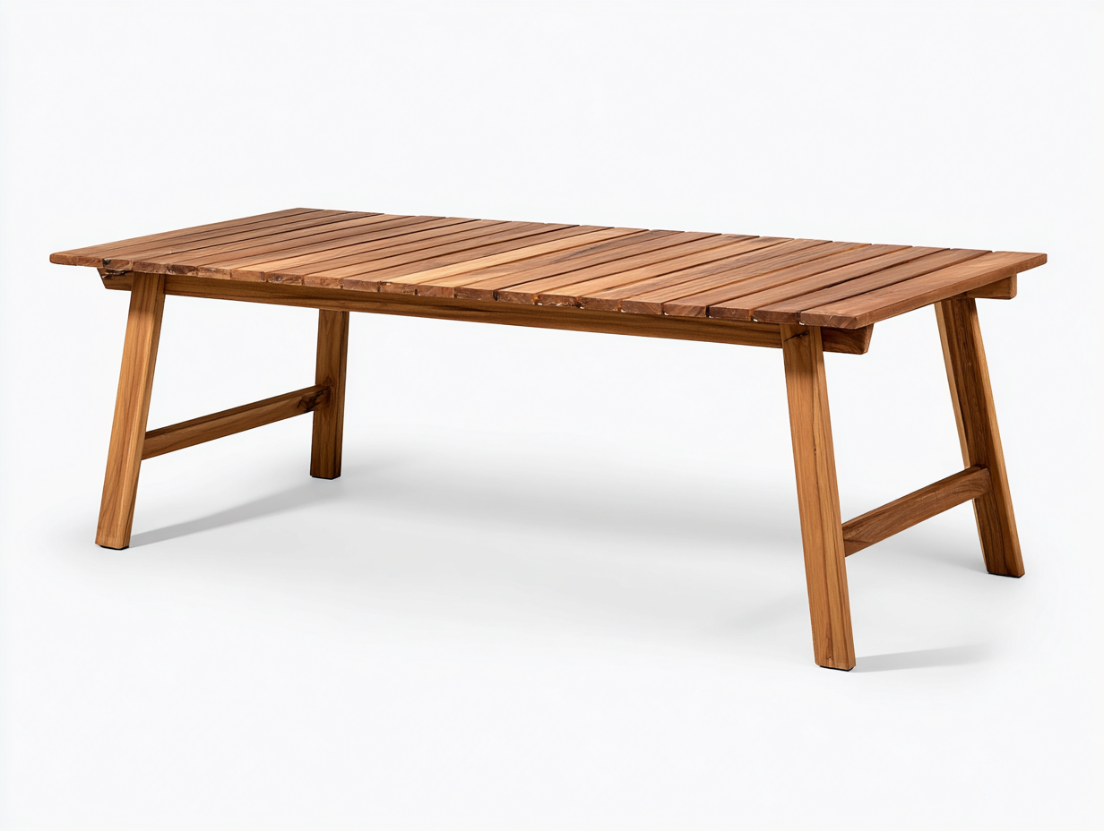 Mesas de jardín de madera 200x90x75 cm para terraza - madera natural - diseño moderno-Vavoravohome