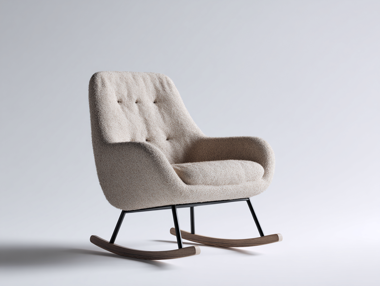 Mecedoras de tela bouclé 80x88x96 cm beige-negro para salón - diseño moderno-Maviakadecor