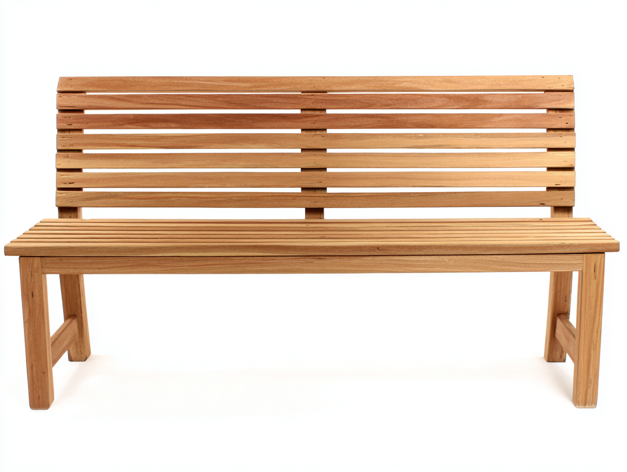 Bancos de jardín 150x48x86 cm de madera en marrón claro para exterior - respaldo de listones - estilo rústico-Maviakadecor