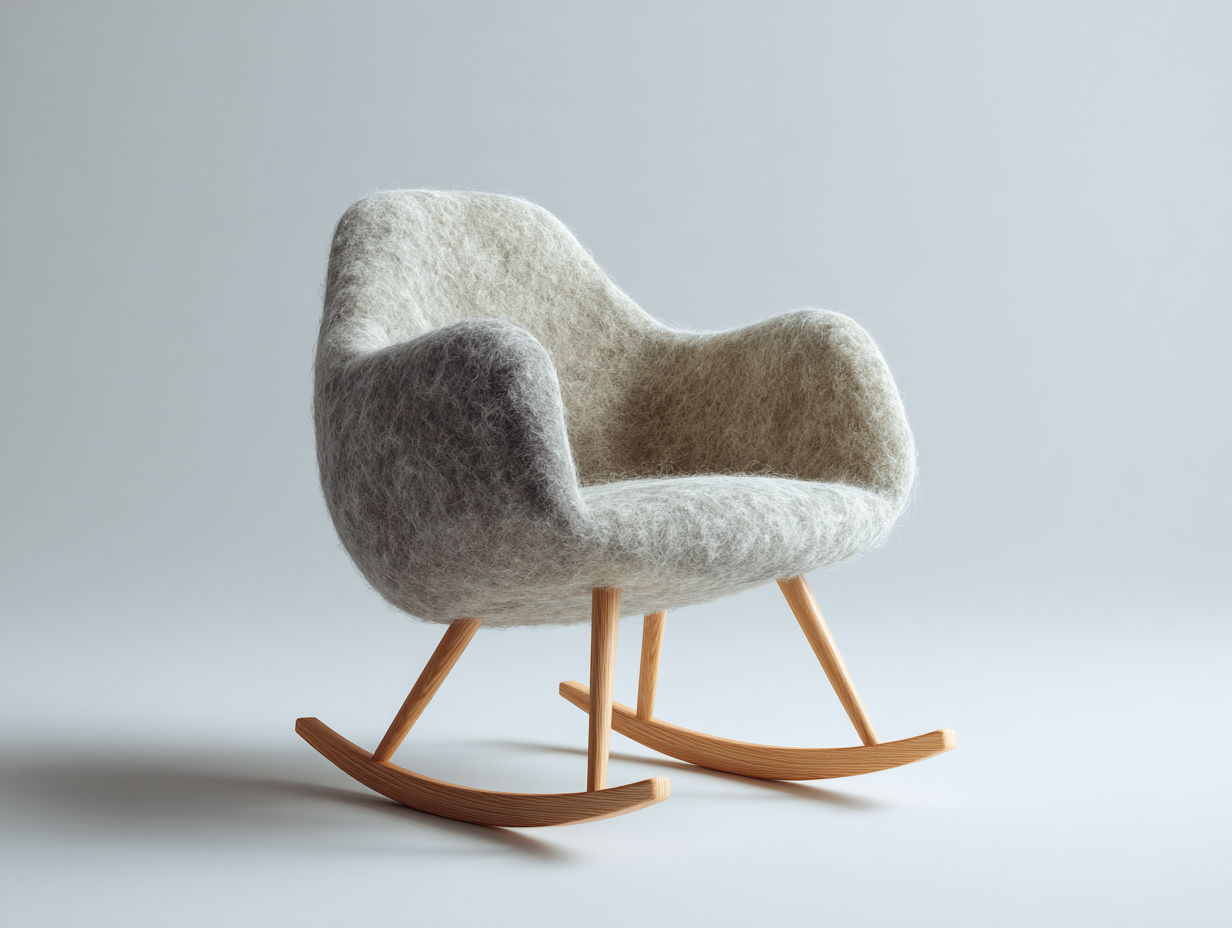 Mecedoras tapizada en tela suave 76x84x88 cm - beige-gris - base de madera-Maviakadecor
