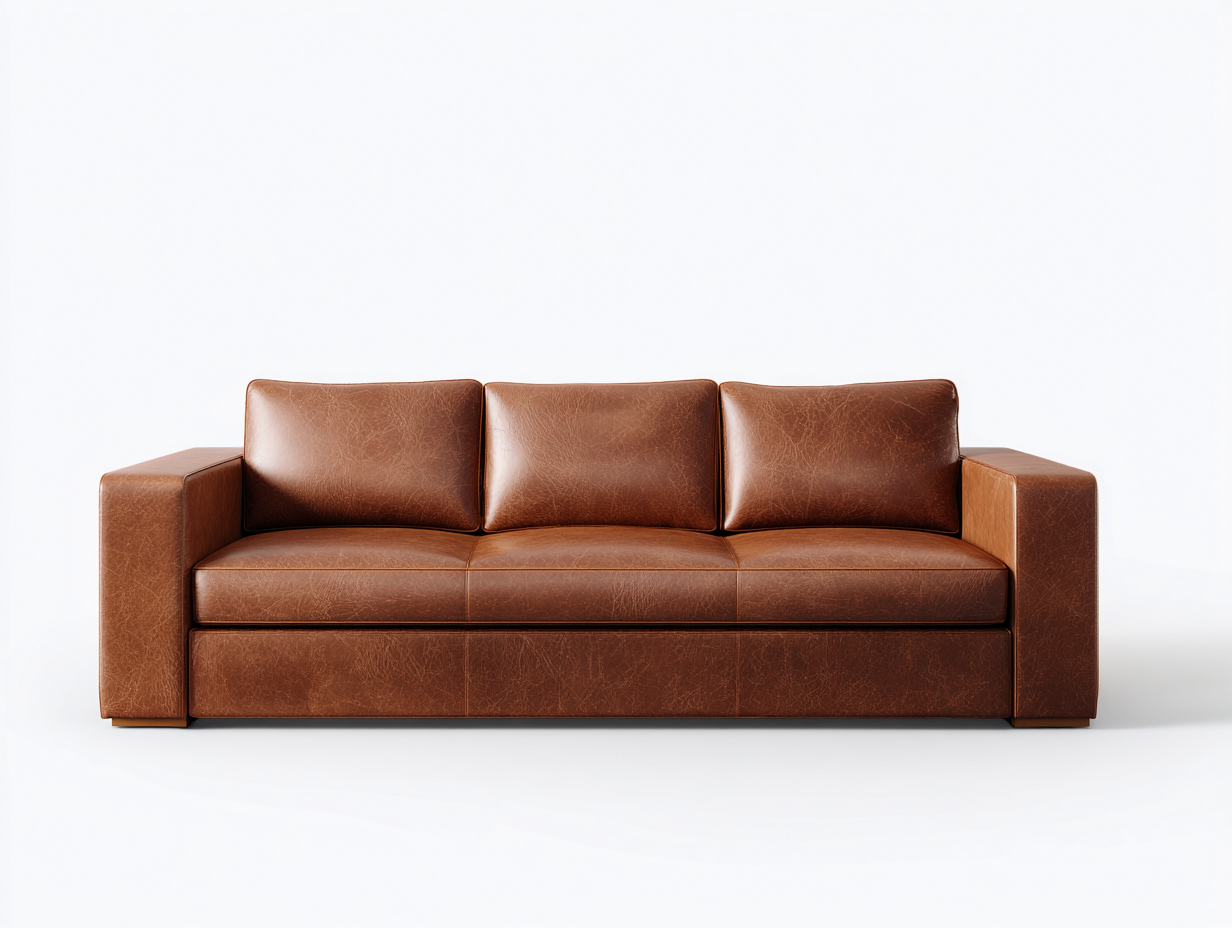Sofás 3 plazas de cuero sintético 220x88x82 cm - marrón - diseño moderno-Maviakadecor
