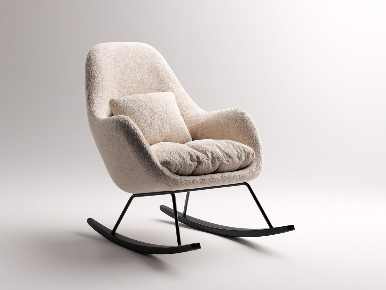 Mecedoras tapizada en tela borreguito 80x90x98 cm - beige-negro - con cojín-Maviakadecor