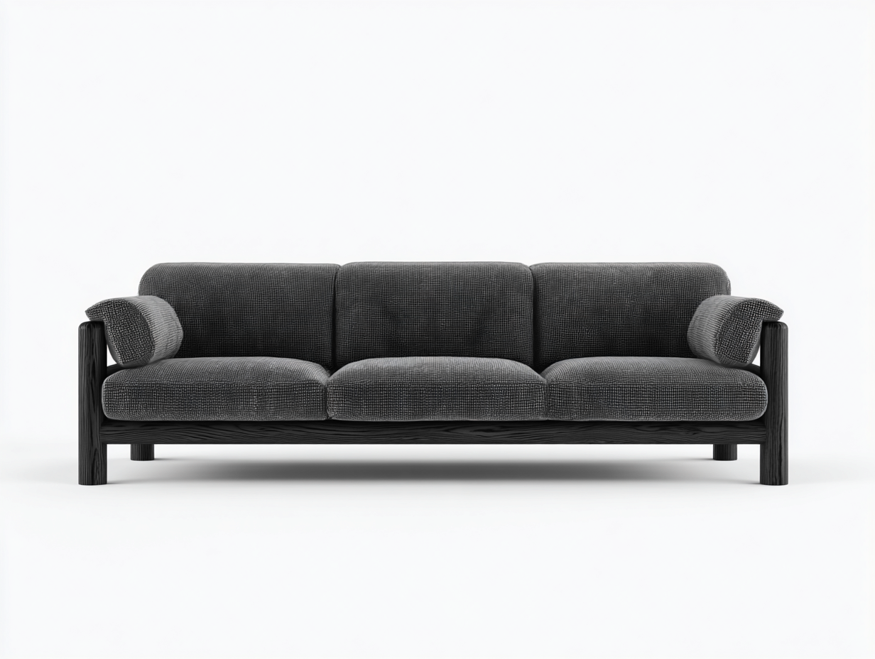 Sofás 3 plazas de tela 215x86x78 cm - gris-negro - estructura de madera-Maviakadecor