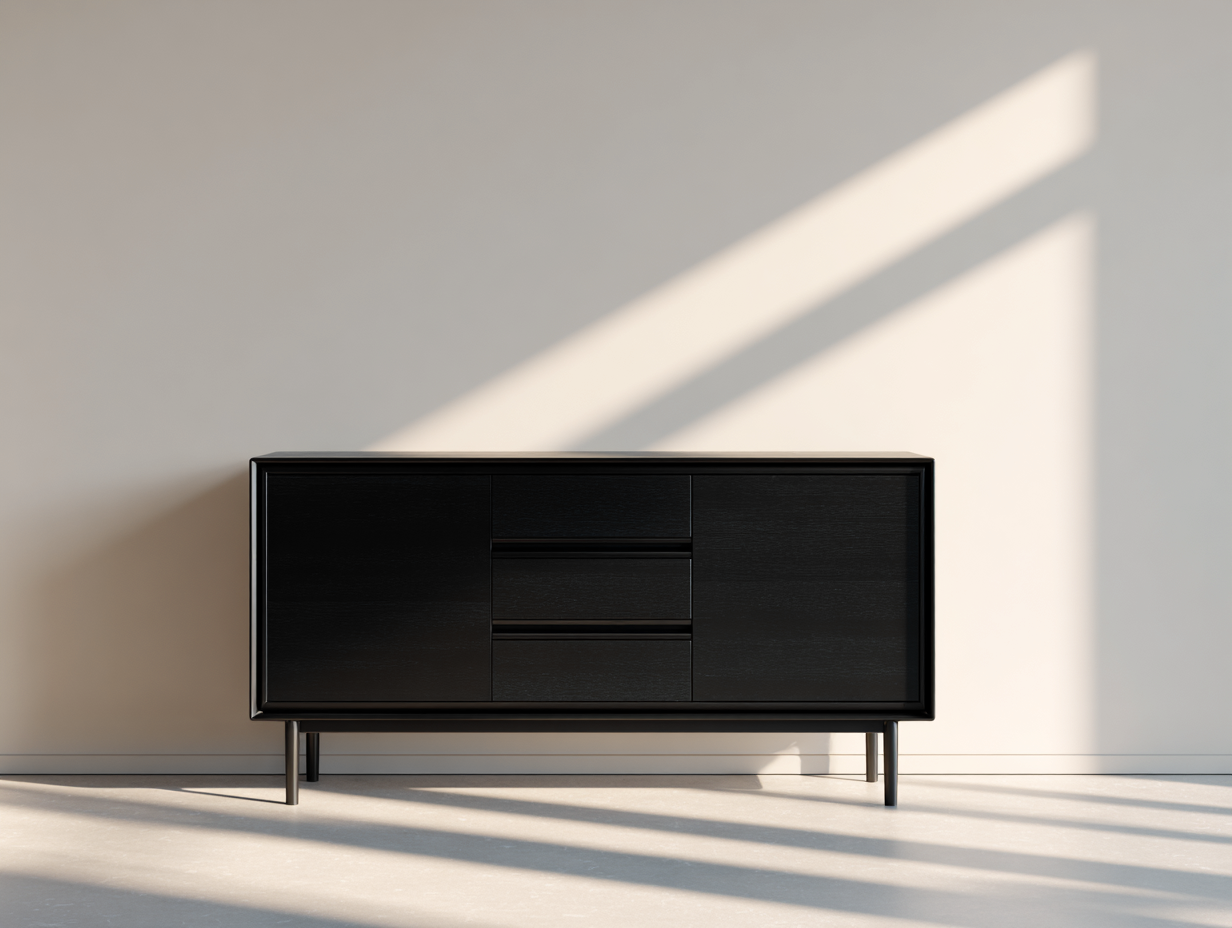 Mueble recibidor de madera 140x40x78 cm - Negro - Diseño minimalista moderno-Maviakadecor