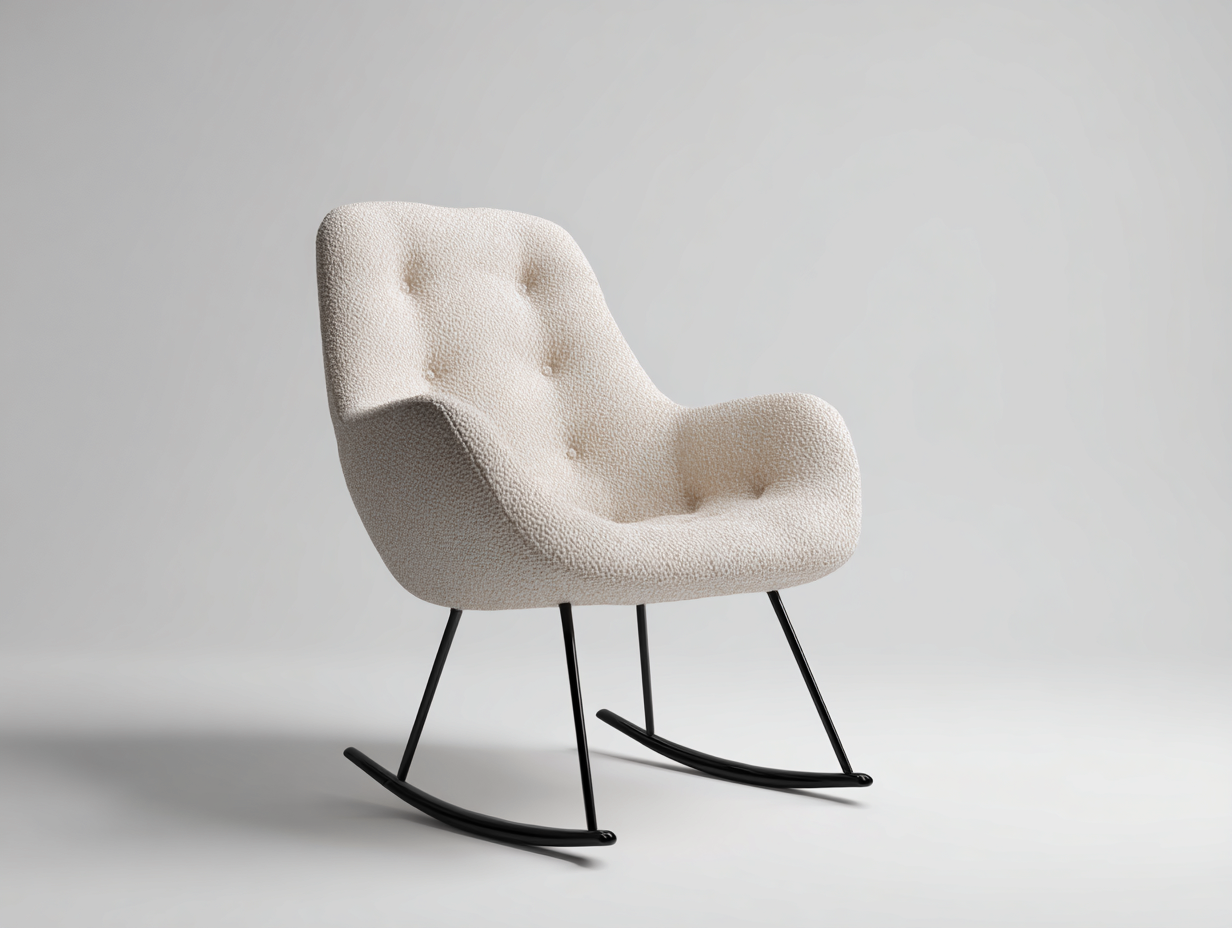 Mecedoras tapizadas en tela bouclé 95x85x95 cm para salón - blanco crema-negro - diseño moderno-Maviakadecor