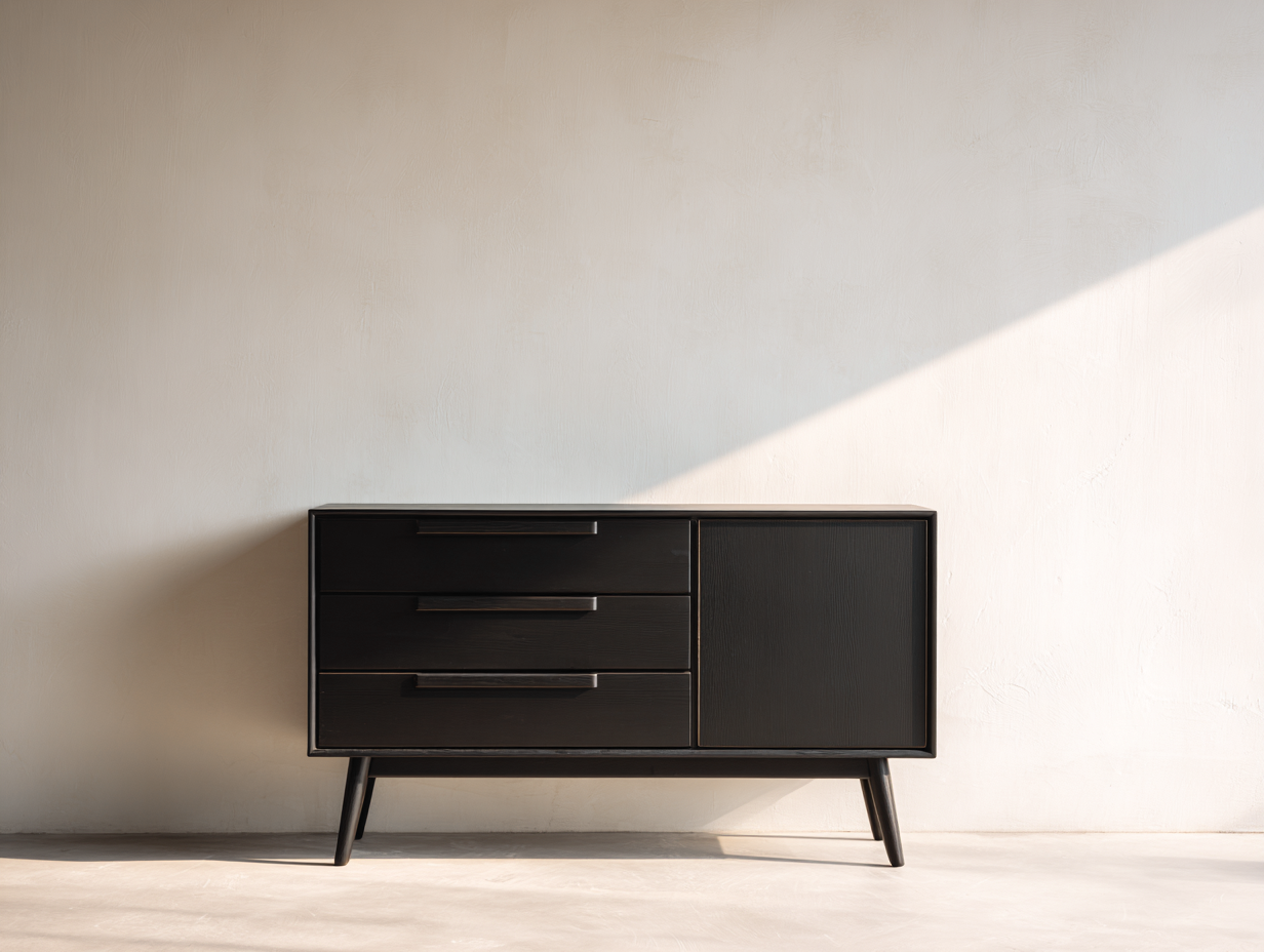 Mueble recibidor de madera 125x40x76 cm - Negro - Diseño moderno con almacenamiento-Maviakadecor