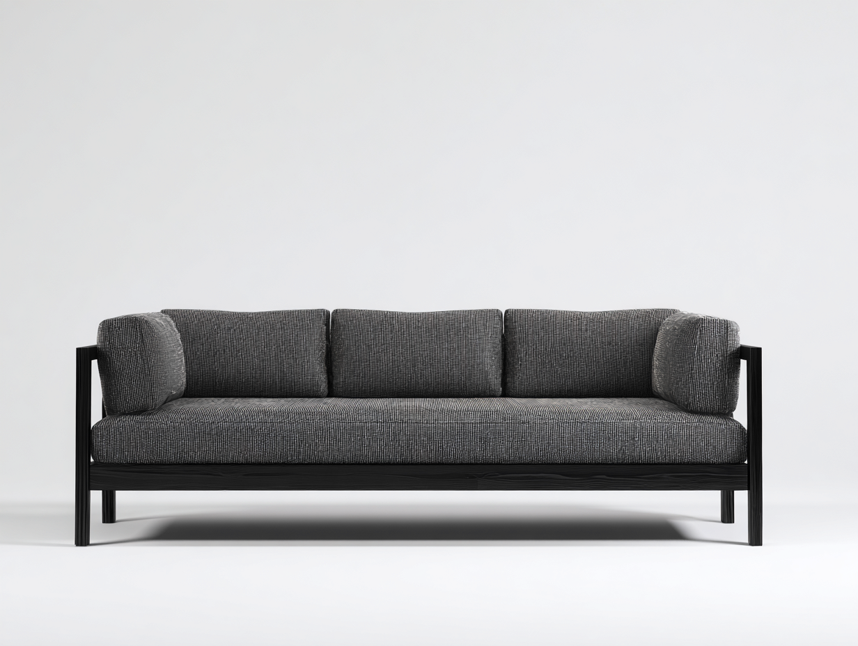 Sofás 3 plazas tapizado de tela 220x85x78 cm - Gris oscuro - Diseño moderno con estructura metálica-Maviakadecor