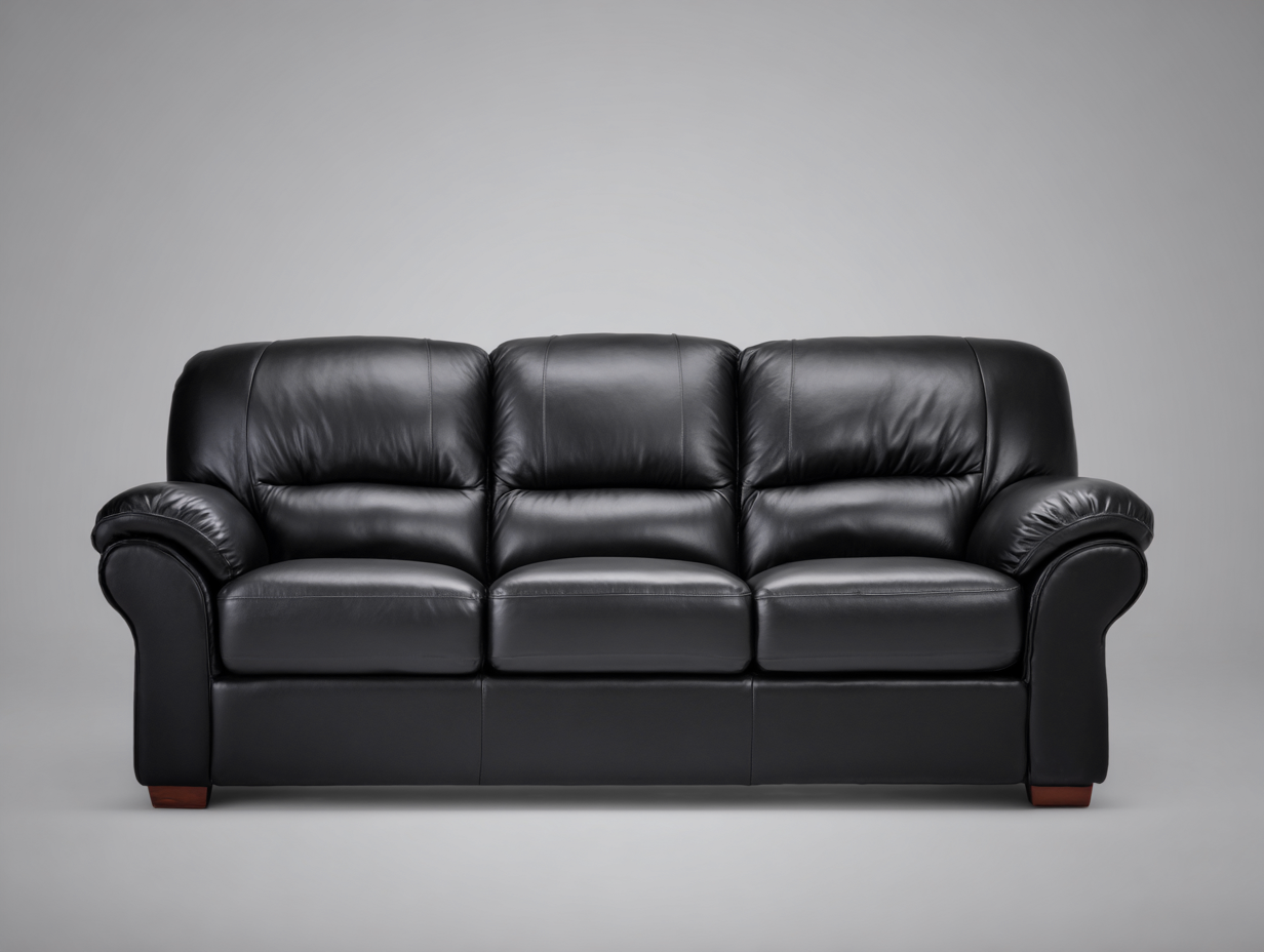 Sofás 3 plazas tapizado en cuero sintético 220x90x85 cm para salón - negro - diseño clásico-Maviakadecor