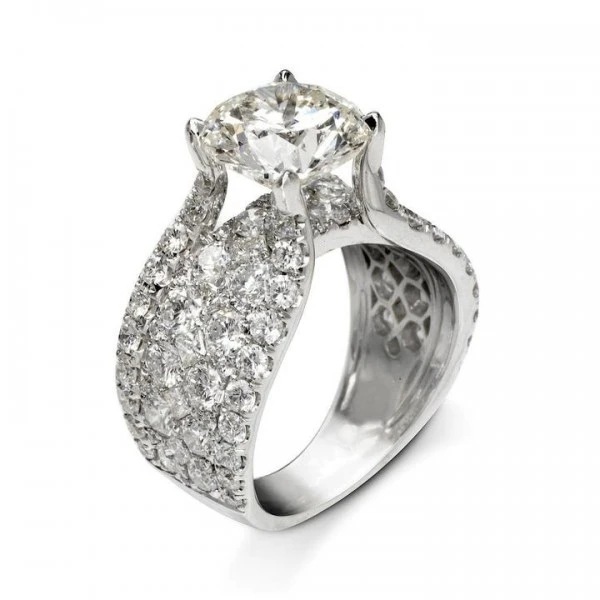 4Ct Round Cut White Gemstone Intricate Design Ring-Sterling Silver-lornajewelry