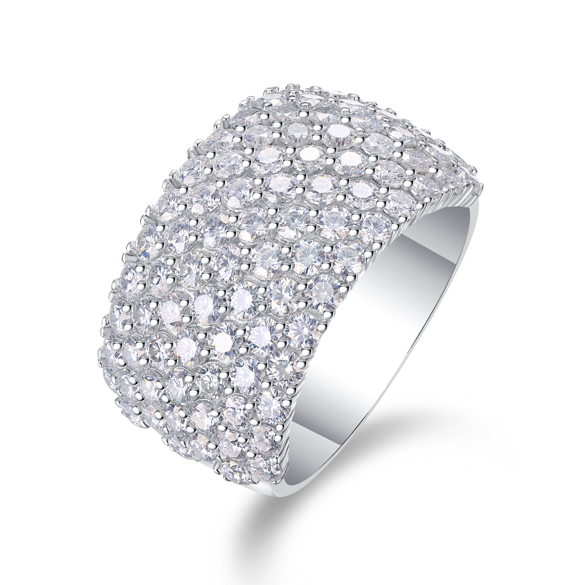 7-Row Moissanite Women's Wedding Band In Sterling Silver-Sterling Silver-lornajewelry