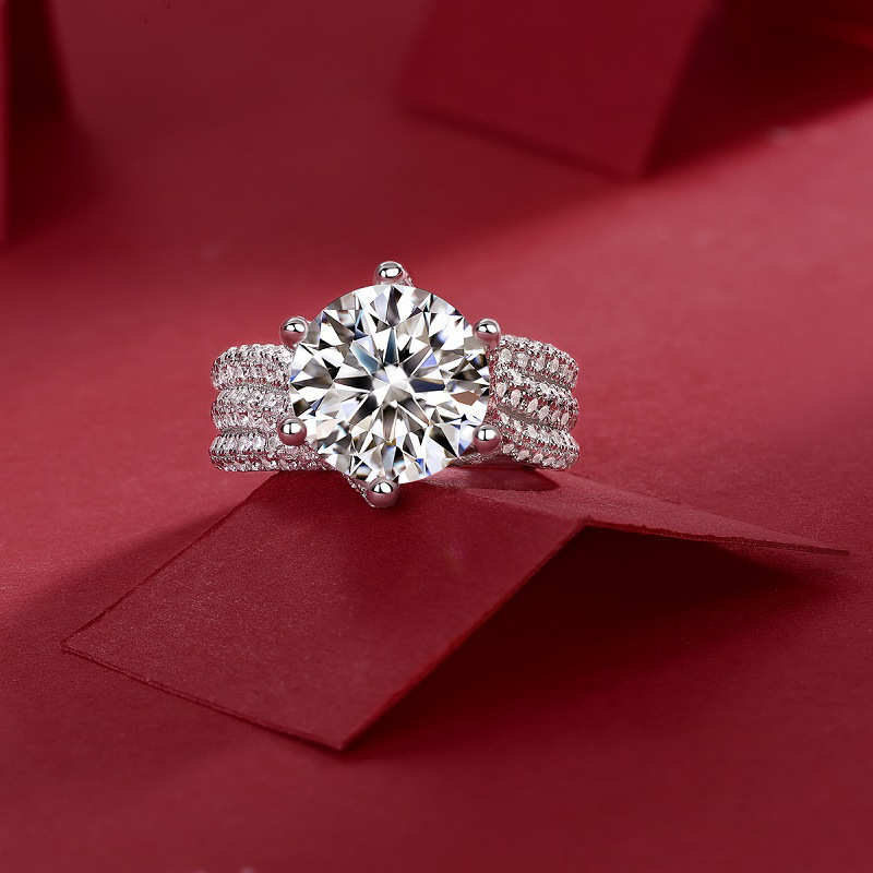 5Ct Moissanite Round Cut Luxury Setting Promise Women's Ring-Sterling Silver-lornajewelry